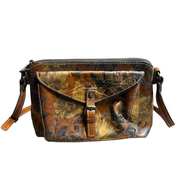 Patricia Nash Fresco Bouquet Avellino Crossbody 100% Italian Leather Floral - Picture 8 of 11